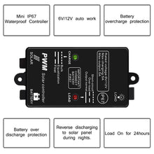 Load image into Gallery viewer, Temank PWM 5A 12V Solar Controller with 4-stage PWM charge management