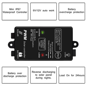 Temank PWM 5A 12V Solar Controller with 4-stage PWM charge management