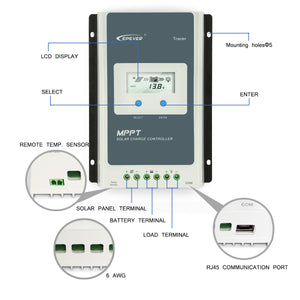 EPever 1210AN 12V/24V MPPT Battery Regulator Charge Controller with Max PV Input 100v for Solar home System