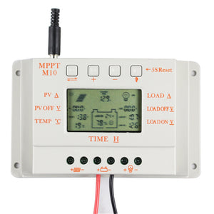 Temank PWM MPPT Solar Charge Controller M10 12A AWG10 Built-in LCD disply